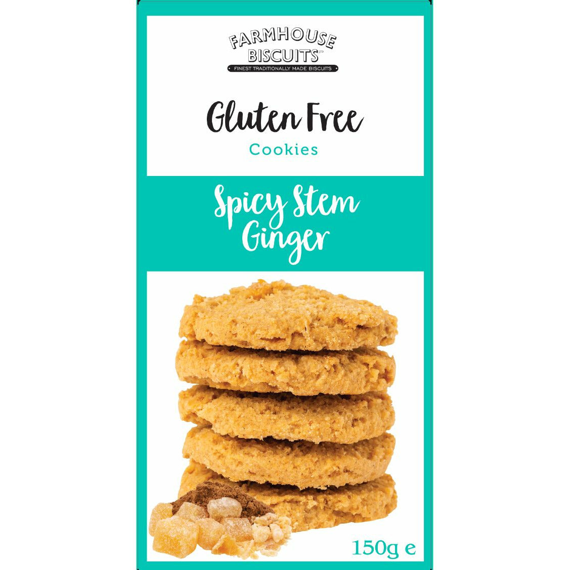 FARMHOUSEBISCUITS Gluten Free Spicy Stem Ginger Biscuits     Size - 12x150g