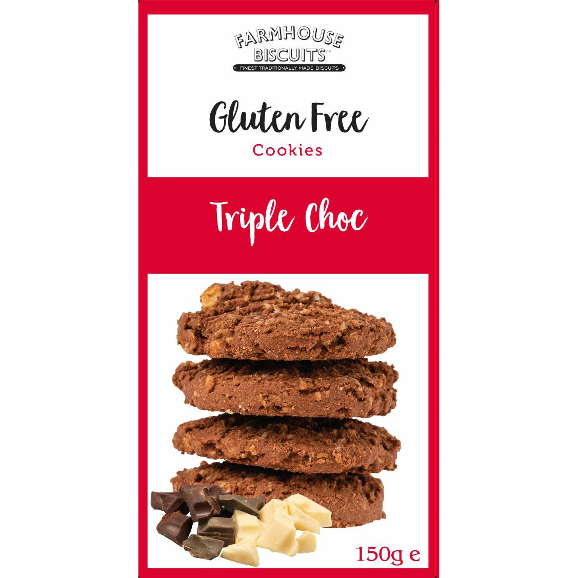 FARMHOUSEBISCUITS Gluten Free Triple Choc Chip Biscuits      Size - 12x150g