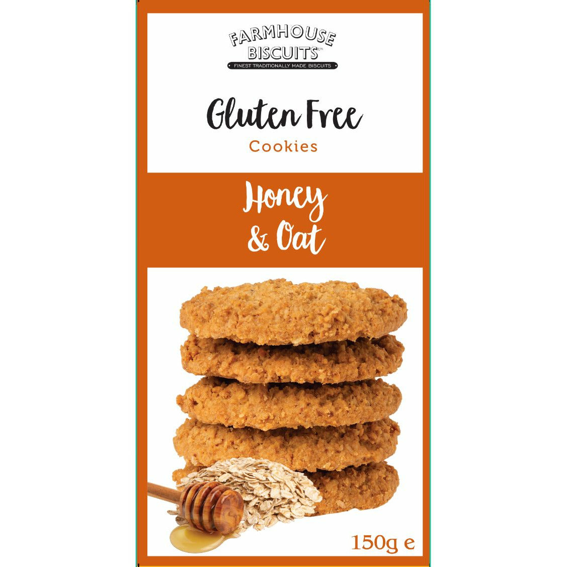 FARMHOUSEBISCUITS Gluten Free Honey & Oat Crunch Biscuits    Size - 12x150g
