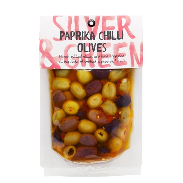 SILVER & GREEN Paprika Chilli Mixed Pitted Olives Size - 6x220g