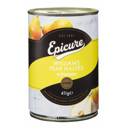 EPICURE Williams Pear Halves in Fruit Juic Size - 12x411g